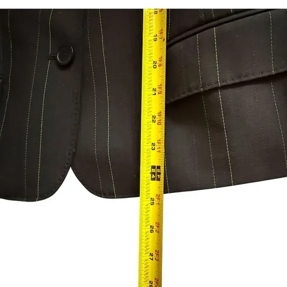 Anne Klein Black Pantsuit With Green & purple Pinstripes Size 6 - Picture 17 of 17